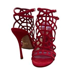 Sergio Rossie red suede high heel sandals